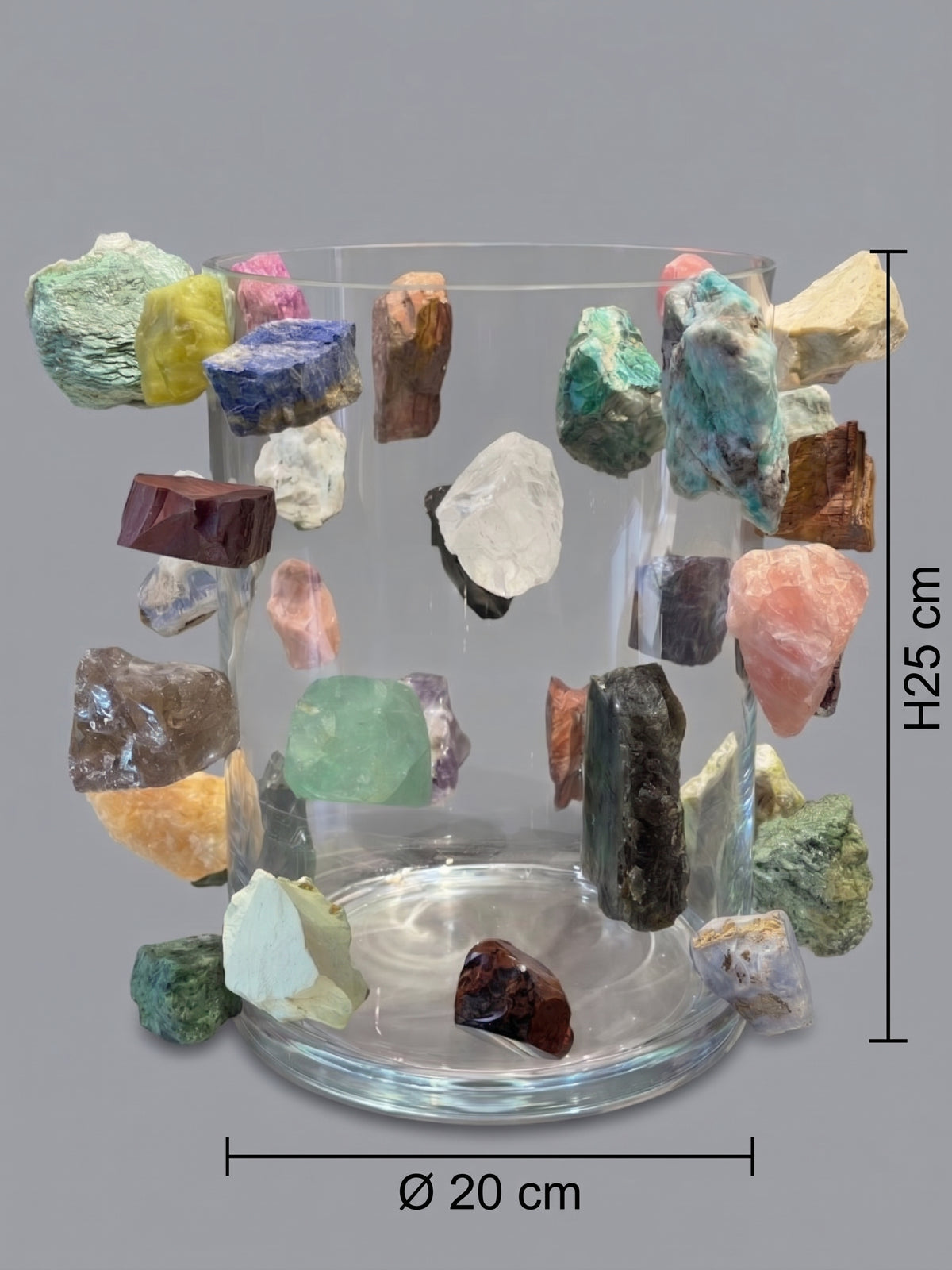 Pieza de Autor en Vidrio: Composición con Minerales en Bruto de Alta Calidad – Obra Única
