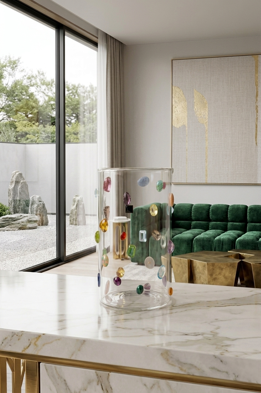 Natural Gemstone Sculptural Vase